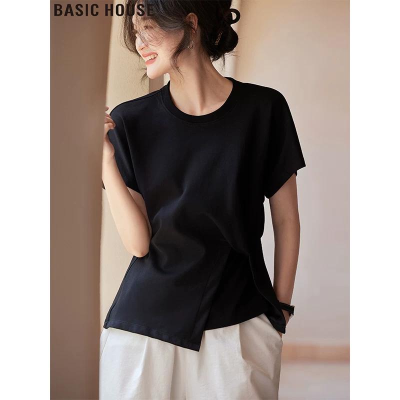 Basic House Women s Pleated Short-Sleeve T-shirt 2XL
