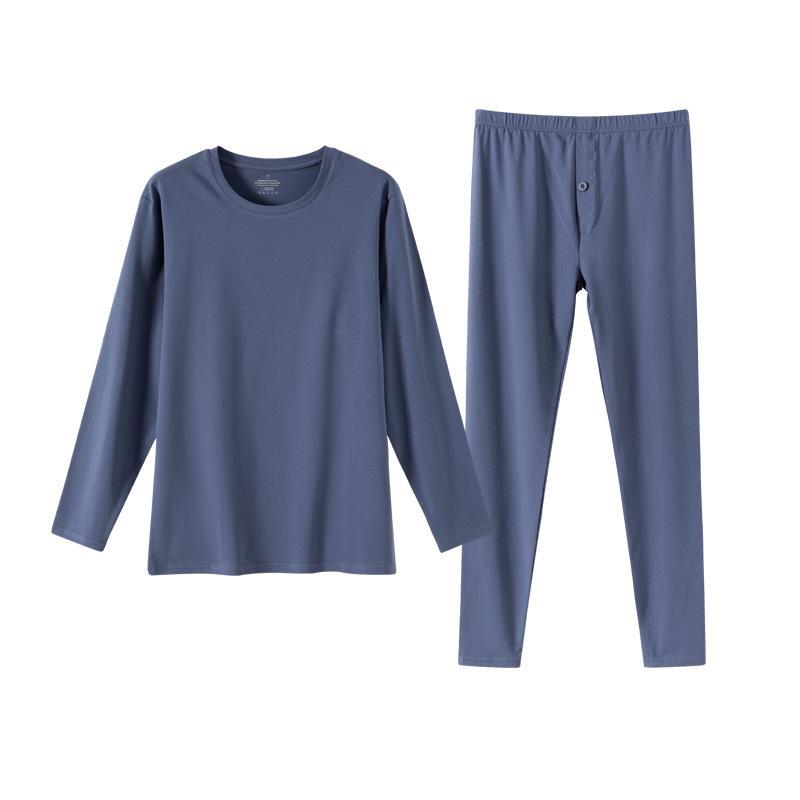 Autumn Cotton Men's Sweater and Trousers Set - Teen Thermal Underwear, Winter Large Sizes