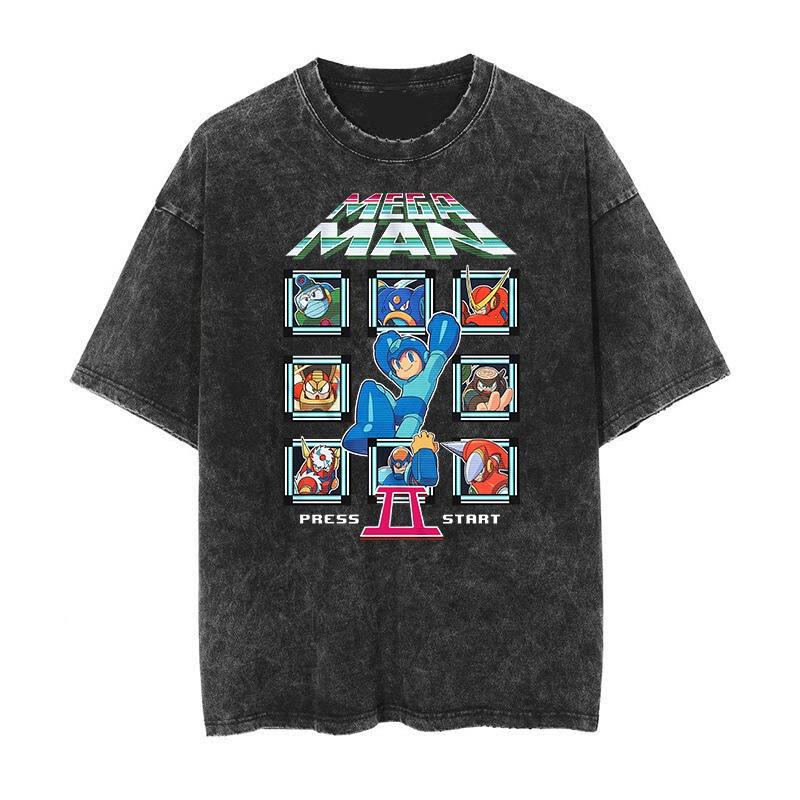 1987 Rockunisex Classic Cartoon Animation Game Distressed Washed American Retro Batik Shortsleeved Tshirt