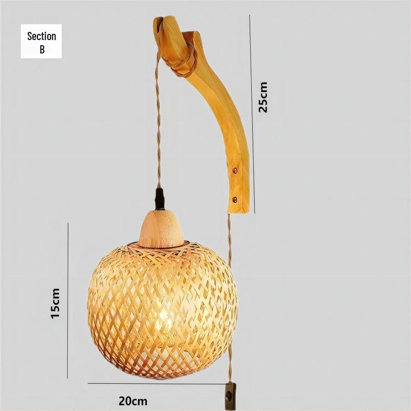 Bamboo Weaving Wall Lamp: Retro Wabi-Sabi Style for Tea Rooms and Bedrooms