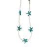 Elegant Turquoise Beaded Choker Starfish Pendant Necklace Adjustable Length Neckchain for Women Ocean Inspired Jewelry
