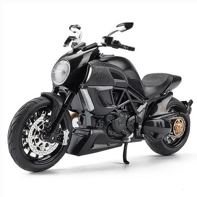 Ducati Diavel im Maßstab 1:12, Carbon-Rot, Druckguss-Fahrzeuge, Sammler-Hobby-Motorrad-Modellspielzeug mit Ton und Licht für Kinder und Erwachsene, Geburtstagsgeschenk