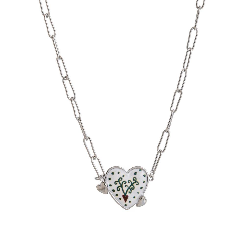 Retro Arrow-Through-Heart Necklace: Personalized Paperclip Chain, 18K Colorfast Copper, European/American Design Fashion.