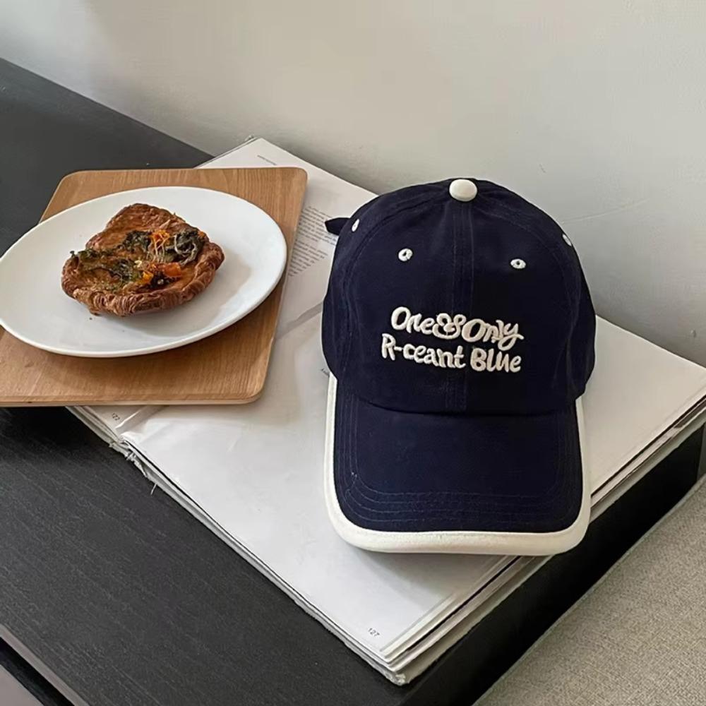 Letter Embroidered Wave Point Baseball Cap Adjustable Sunscreen Hat Embroidery Letter Cap Female
