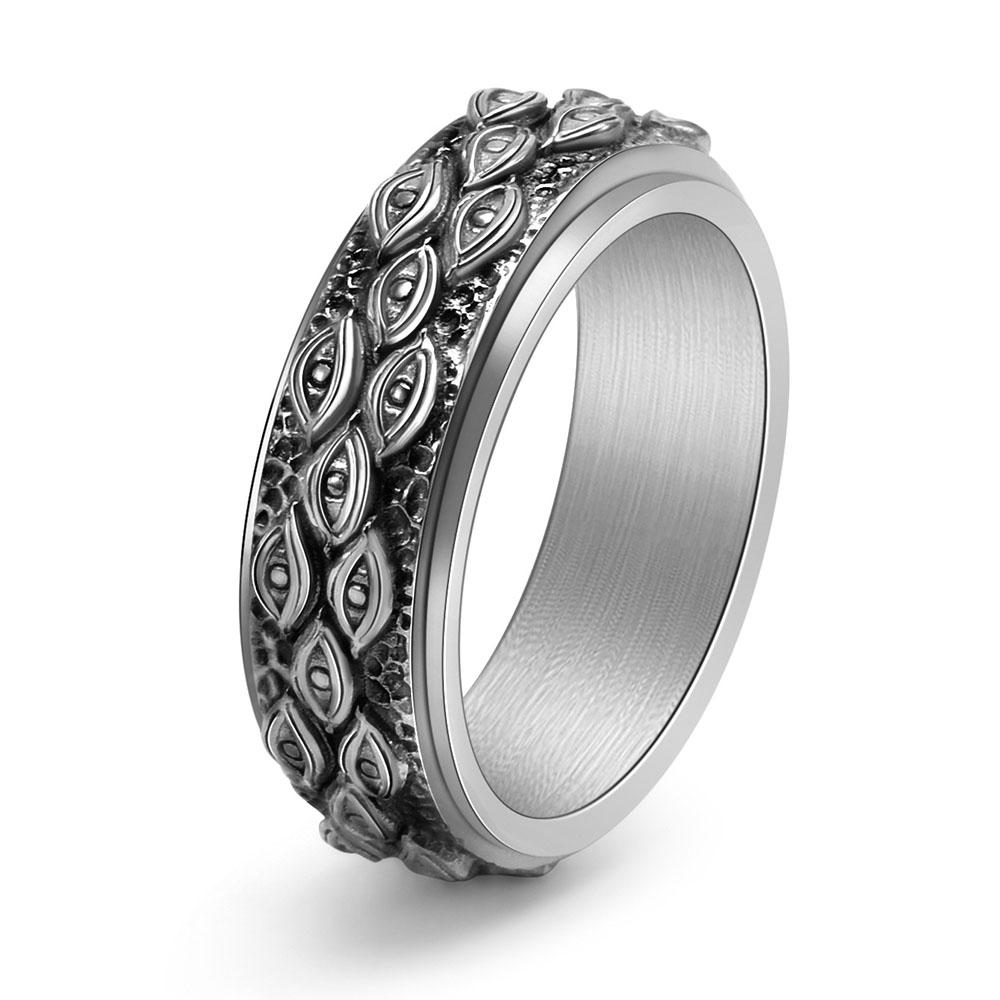 

Vintage The Carved Eye of God Mens Stress Ring for Rotating Anxiety Stainless Steel Fidget Spinner Rings Anillos De Ansiedad 6 серебряный