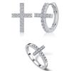 M-JAJA Moissanite Cross Wedding Band Hoop Earrings S925 Silver for Women Gold Plated Fine Jewelry Set Party Gifts