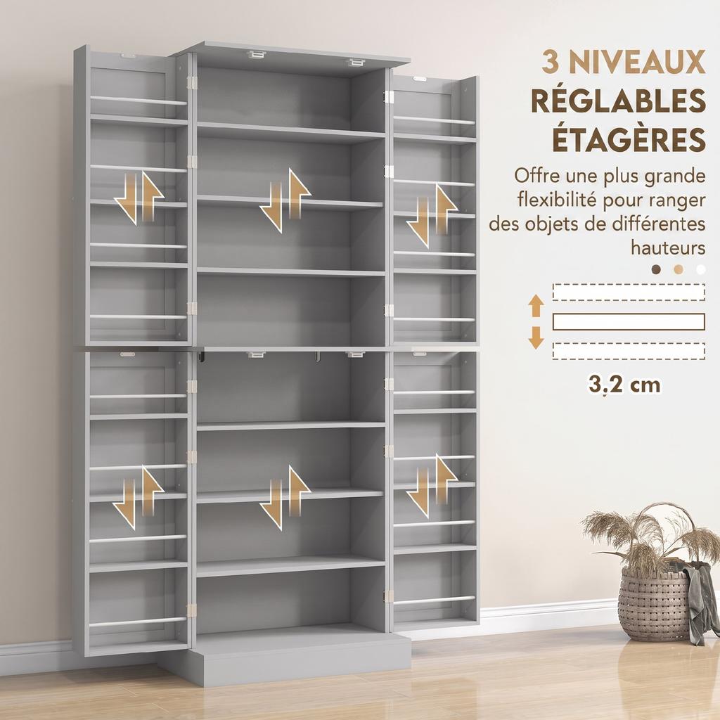 Kitchen Buffet Cabinet, 60 x 35 x 166 cm, Grey
