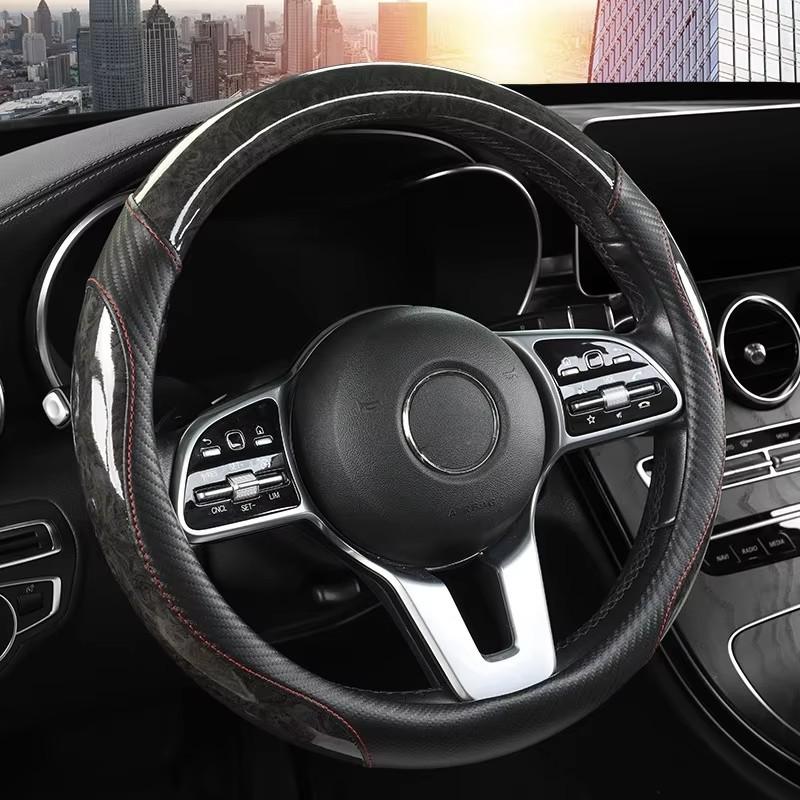 Peach Wood Grain Car Steering Wheel Cover Non-slip Four Seasons General Motors Handle Cover Car Interior Accessories