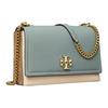 Tory Burch Double T Logo Color Block Flap Chain Leather Crossbody Shoulder Bag Women Bags Ceramic-Blue 144506-960