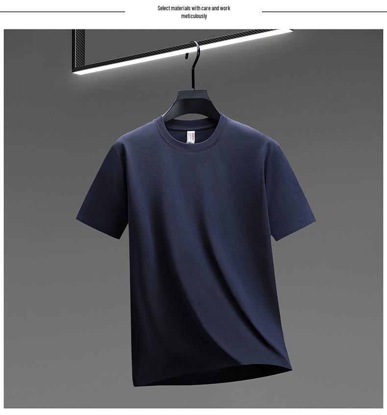 Camiseta de Manga Corta con Cuello Redondo Antibacteriana de Algodón Lyocell Sin Costuras para Hombre - Color Sólido Casual de Verano Capa Base