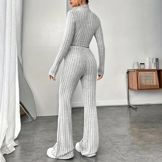 2 ks/sada Podzim Zima Dámské Top Kalhoty Set Polovysoký límec Dlouhé Rukávy Mikina Slim Fit Vysoká
