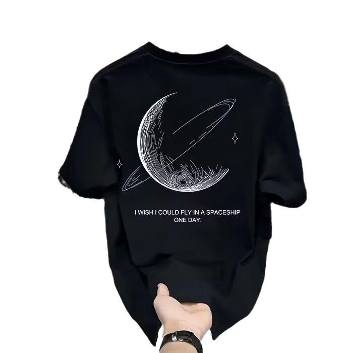 Unisex Trendy White Heavy Cotton Short-Sleeve T-Shirt - Versatile Summer Casual Round Neck Top