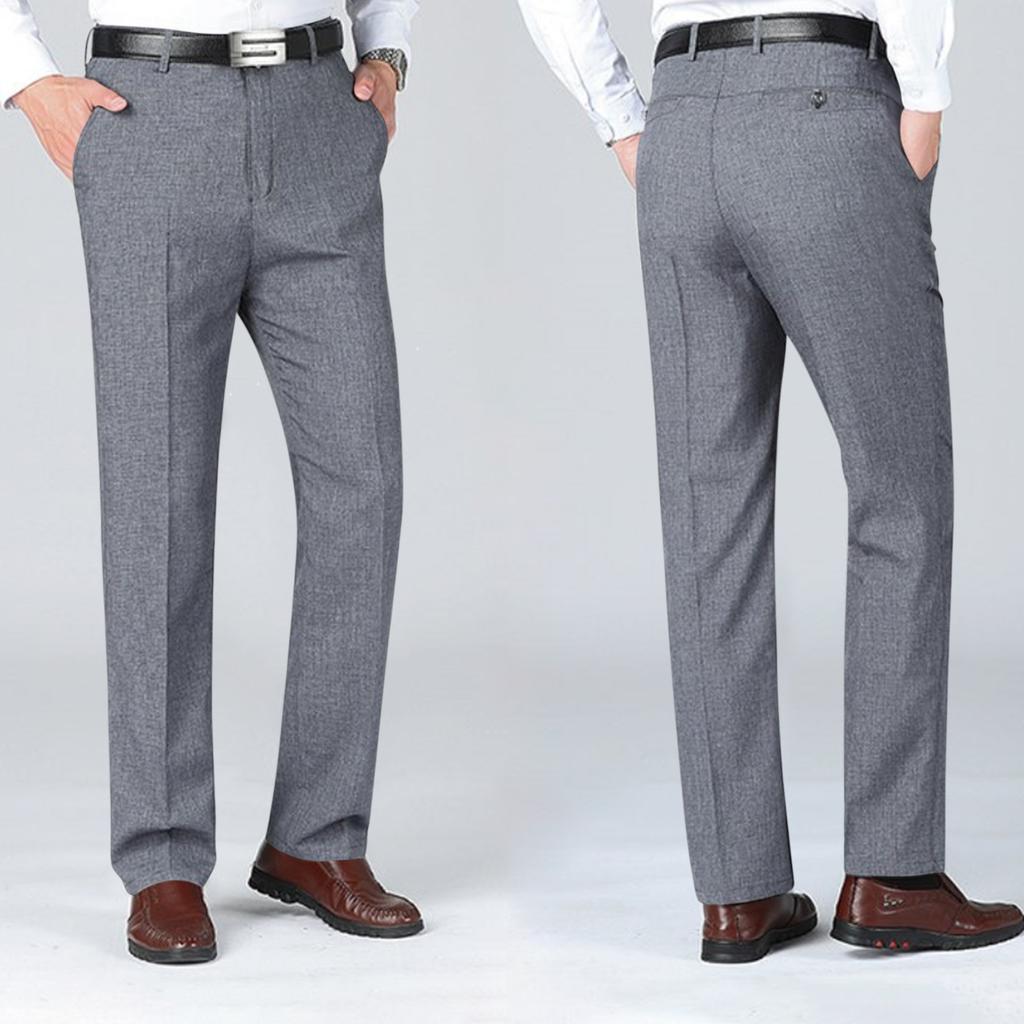 Men's Summer Suit Trousers Men's Casual Breathable Straight Leg Trousers
