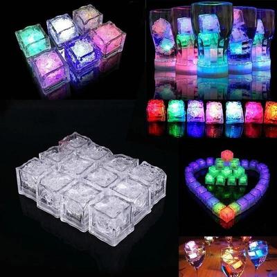 6Pcs LED Ice Cubes Color Changing Decor Flash Lights Submersible Liquid Sensor Colorful Flashing Ice Cubes