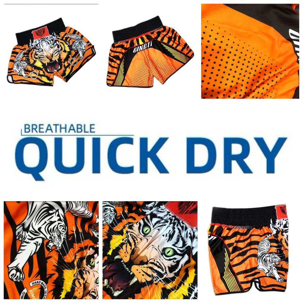 Tiger Muay Thai Kickboksing Boksing MMA UFC Fritidsshorts Gym Sport Unisex Menn Kvinner Trening Hurtigtørkende Trykk Elastisk Høy midje Trening