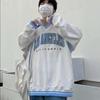 Retro Gesticktes Sweatshirt Harajuku V-ausschnitt Frühling Plus Größe Hoodies Koreanischen Stil Lose Liebhaber Brief Langarm-shirt