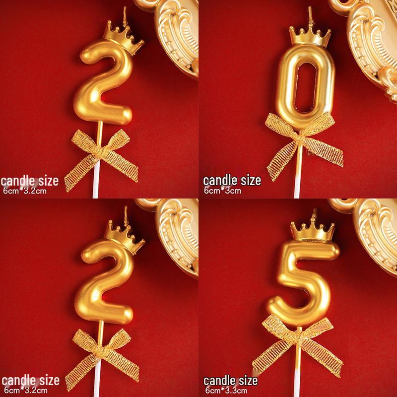 Large Gold Number Candles for First Birthday, Full Moon, Children's Cake Decorations, and Party Accessories.