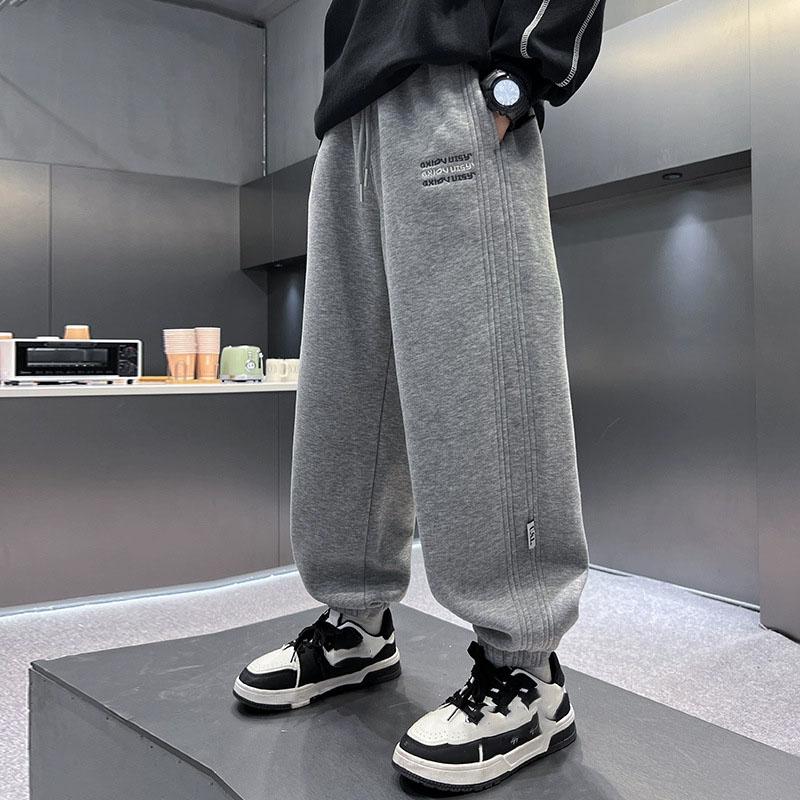 

Autumn Boys Girls Black Grey Causal Pants Kids Loose Sports Pants Cotton Trousers for Children Winter Kids Clothing 120