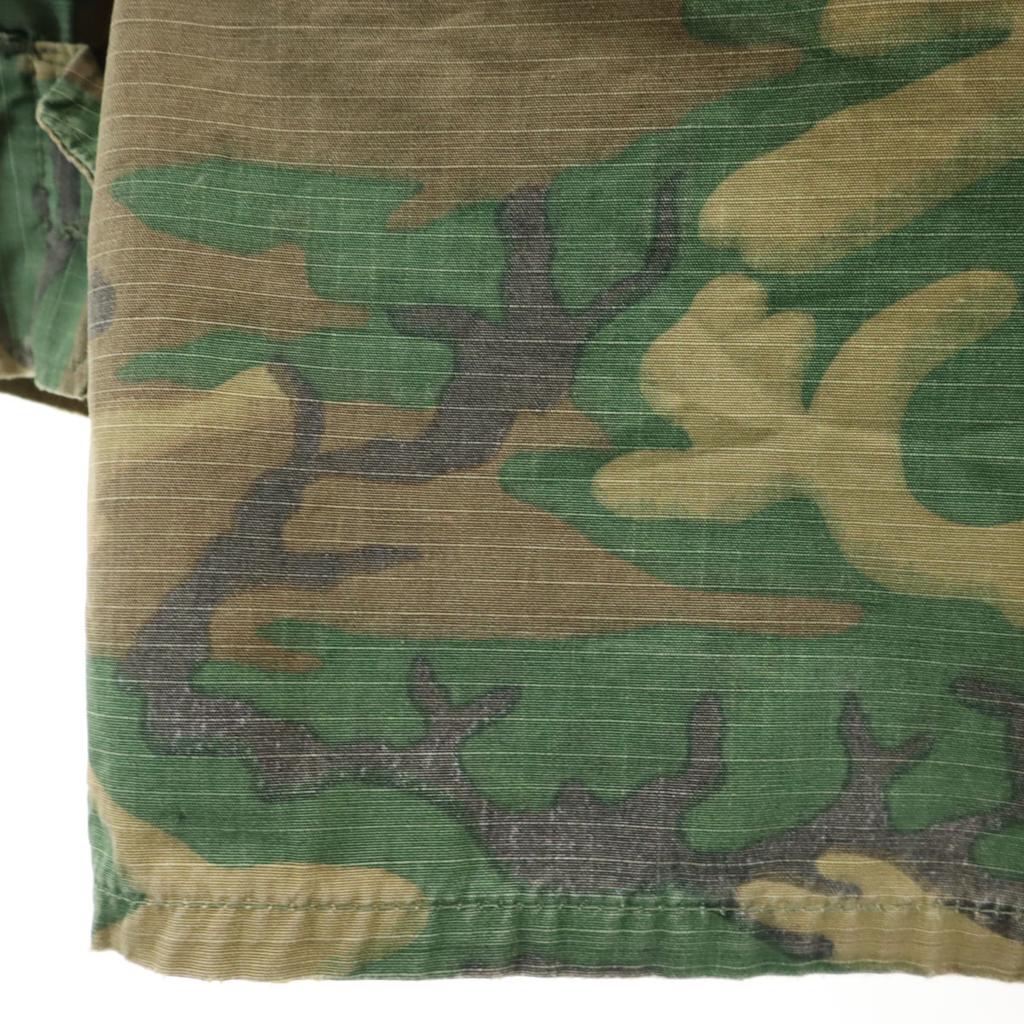 US ARMY 60s 70s Vintage 5th Brown Leaf Camo Pattern Jungle Fatigue Jacket Men's Used