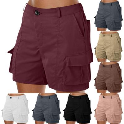 Women's Casual High Waist Solid Color Elastic Waist Shorts