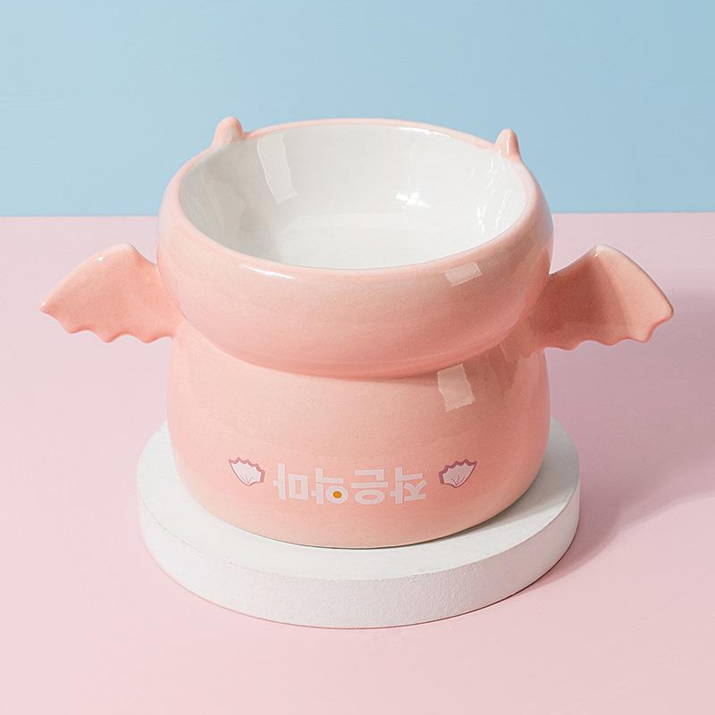 

Керамическая миска для кошек с высокими ножками для предотвращения опрокидывания миски для корма для кошек, защита шейных позвонков, миска для собак, миска для еды и питьевой воды 12*12*10cm