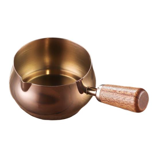 50/100/150ML Edelstahl Saucenschale mit Holzgriff V-förmige Öffnung Espressotasse Gewürze Salatdressings Dippschale