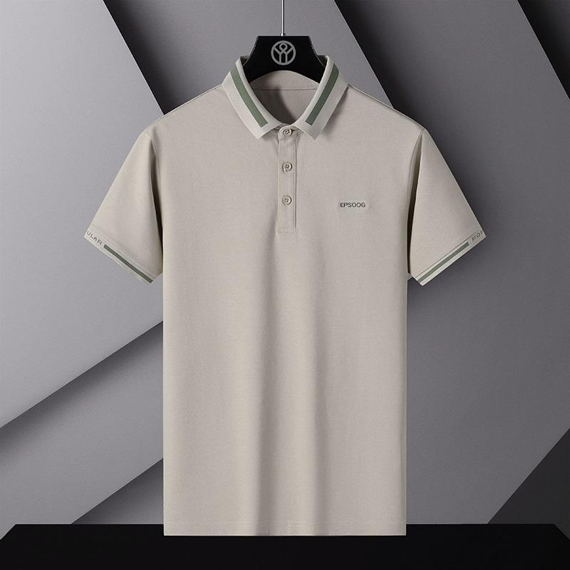 Men's Summer Polo Shirt T-Shirt Comfortable Breathable Splicing Tee Solid Color Loose Casual Lapel Short-Sleeve Shirt