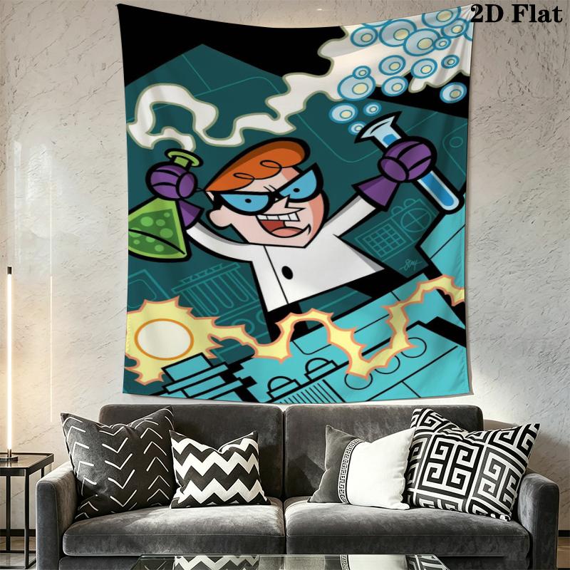 Dexter's Laboratory Wall Tapestry Aesthetic Wall Hanging Printed Fabric Blanket Decorative Tapestries for Bedroom Living Room Home Decor