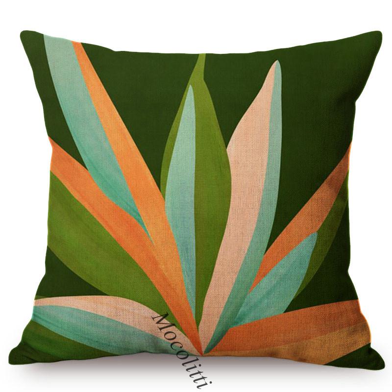 Abstract Leaves Pattern Cushion Cover Colorful Tropical Plants Pastel Art Cotton Linen Sofa Decoration Throw Pillow Case Cojines