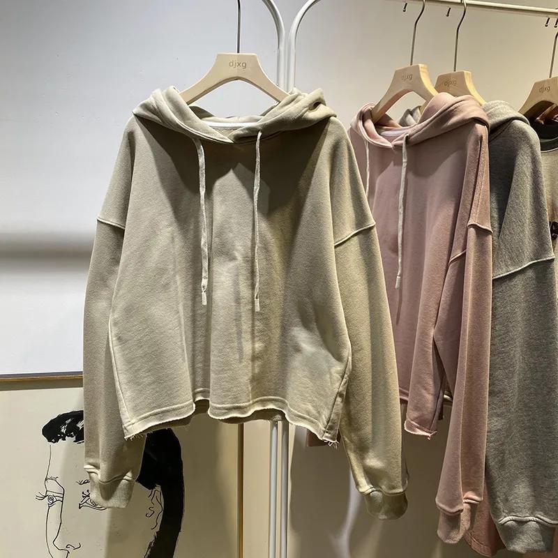 New Simple and Fashionable Sweatshirt for Women with Hooded Long Sleeves Loose Versatile Solid Color Casual Versatile Top