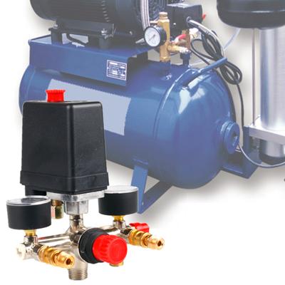 Pressure Switch Control Valve Normally Closed Adjustable Pressure 20mm Connector 90-120PSI Pressure Switch Manifold Regulator Gauges