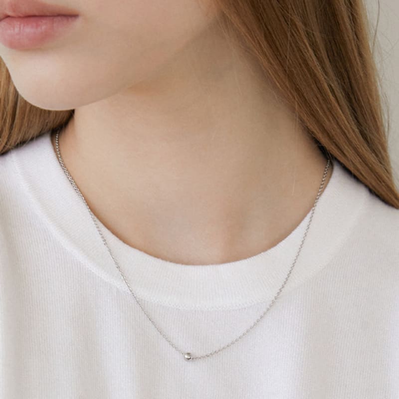 Halden 4mm Simple Ball Necklace (N037_silver)