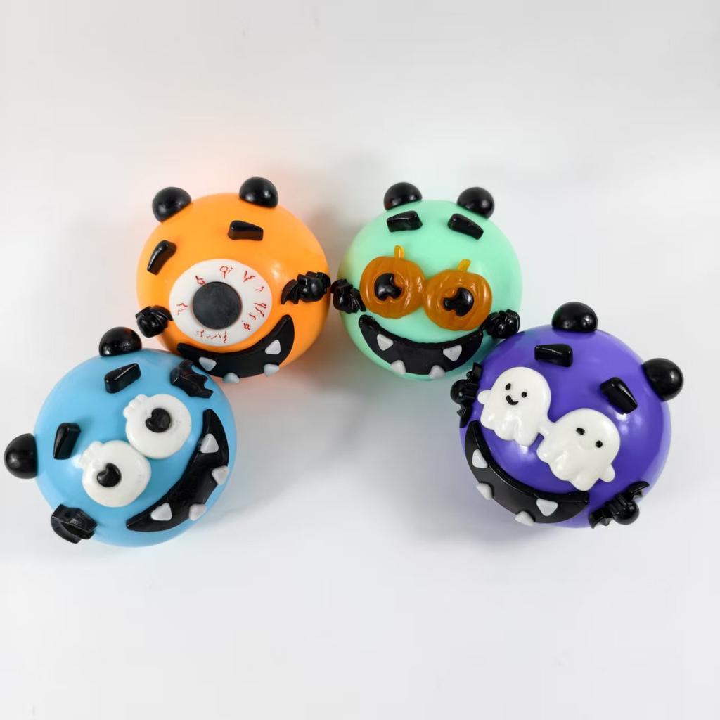 Halloween Monster Dog Face Changing Squeeze Ball Tpr Soft Rubber Diy Fidget Toy Stress Relief Vent Decompression Toy Party Gift