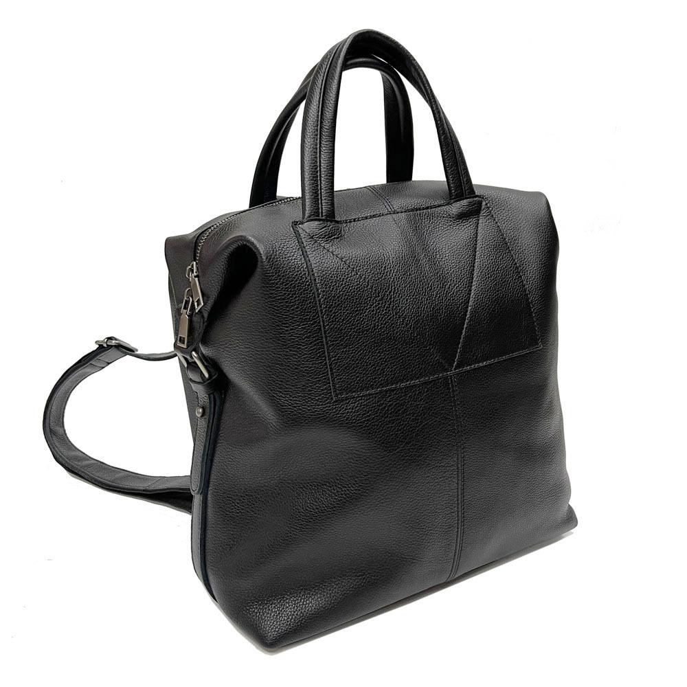 Leather Bag Unisex Black Leather Backpack Backpack Simple Large Travel Bag