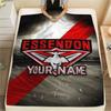 1PC Essendon Football Club Custom Name Patterned Flannel Blanket Suitable For All Seasons For Home Decor Warmth And Comfort Gifts Holiday Present
