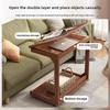 Height adjustable Solid Wood Side Table Sofa Bedside Laptop Desk For Living Room Bedroom Study Writing Book Shelf Organizer