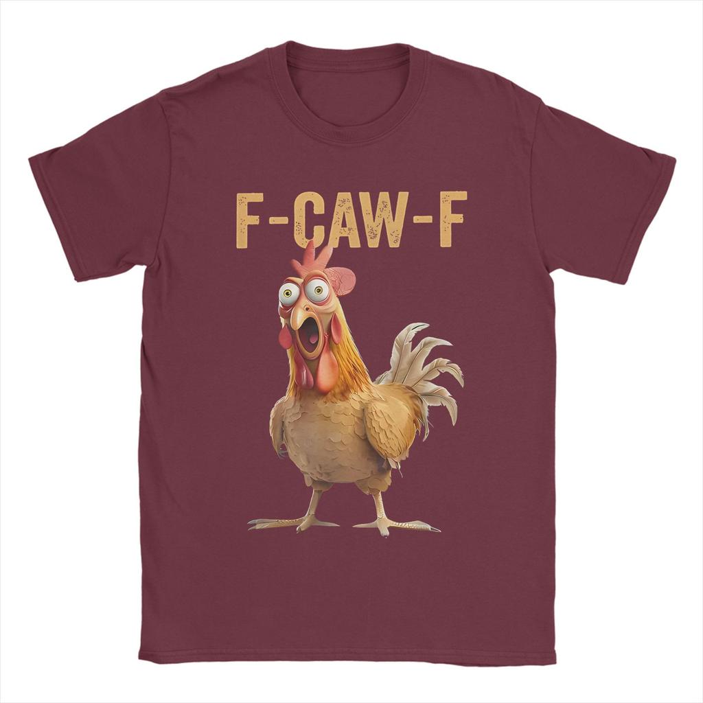 F-Caw-F Chicken Quote Rooster Meme T-Shirt Men Humor Vintage 100% Cotton Tee Shirt Round Collar Short Sleeve T Shirt Unique Tops