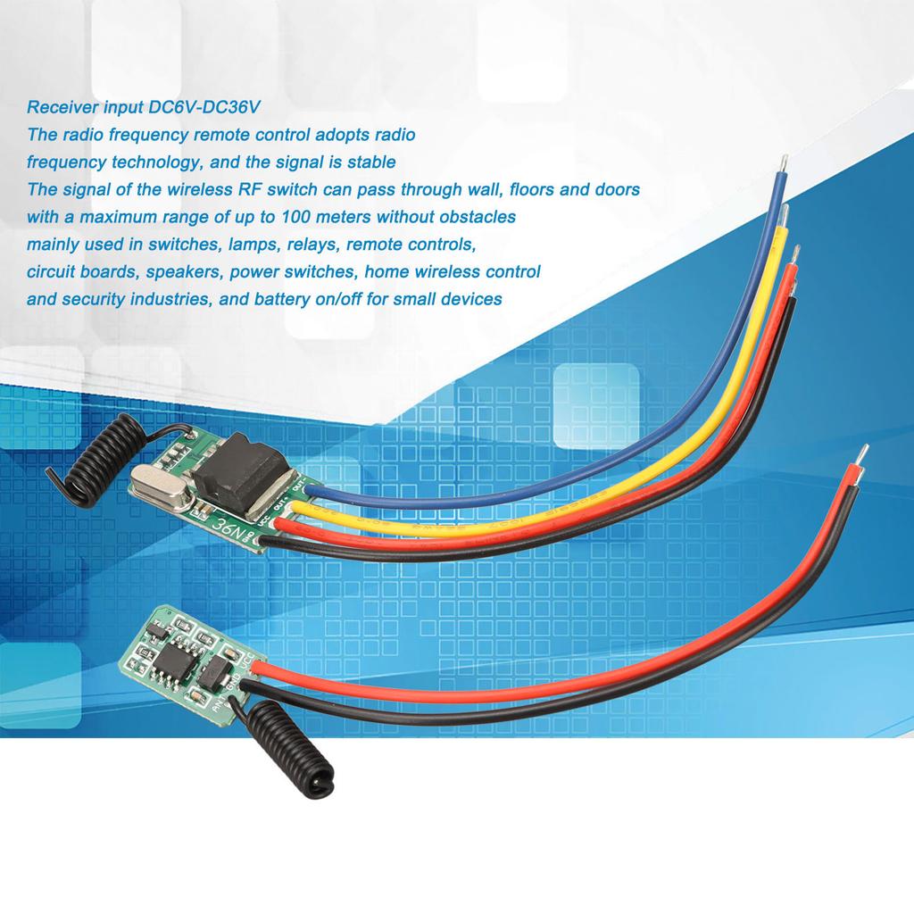 43300CMHz RF Remote Control RF Transmitter and Receiver Wireless RF Transmitter Receiver Board for Lrning with 100m Range 6V-36V R