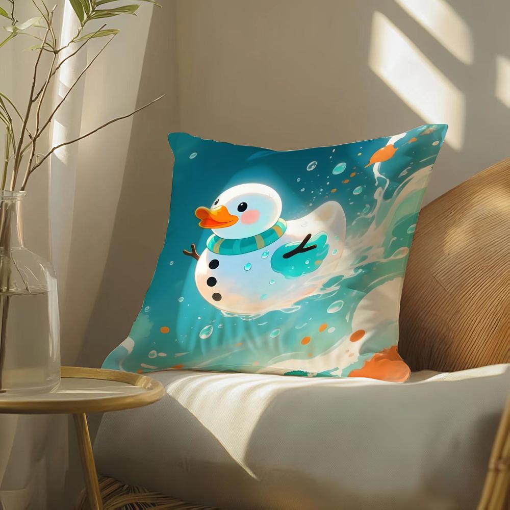 Funny And Cheerful Duck Pattern Pillow Case Double-Sided Plush Sofa Cushion Covers Organic Breathable Invisible Zipper