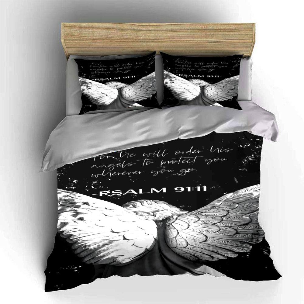 White angel wings pattern. Bedding sets Duvet cover sets Duvet covers Pillowcases(1 * Duvet Cover 2 * Pillowcases without duvet insert)
