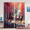 2pcs   2D FLAT PRINTING Curtains (Without Rod) Galloping Horses Chic Window Curtain Versatile Fabric Curtains Decorations For