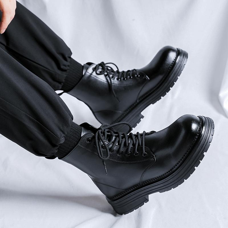 Fashion British Style Men Winter Fashion Classic Lace-up Flat Designer Ankle Boots Comfy Outdoor Office Shoes Casual Leather Oxford Shoe