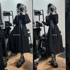 MODKOKU Gothic Lolita Dress with Ribbon and Lace Gothic Lolita Girly Long XL Cape-Style Dress, Women's Waistband, Ruffles, Long, Dress, Dreamy, Cute,