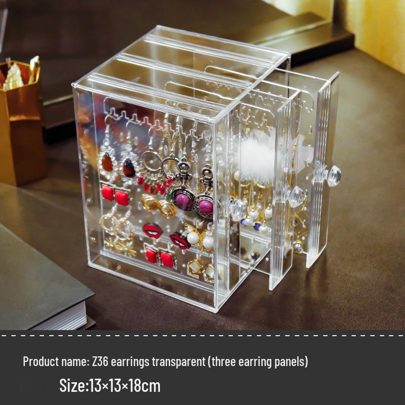Acrylic Dustproof Earring and Necklace Organizer Box - Transparent Japanese Hanging Rack
