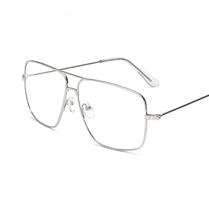 Okulary Vintage Metalowe Duże Oprawki Proste Modne Retro Płaskie Okulary Przeciwsłoneczne dla Mężczyzn i Kobiet Klasyczne Zwykłe Okulary Lentes