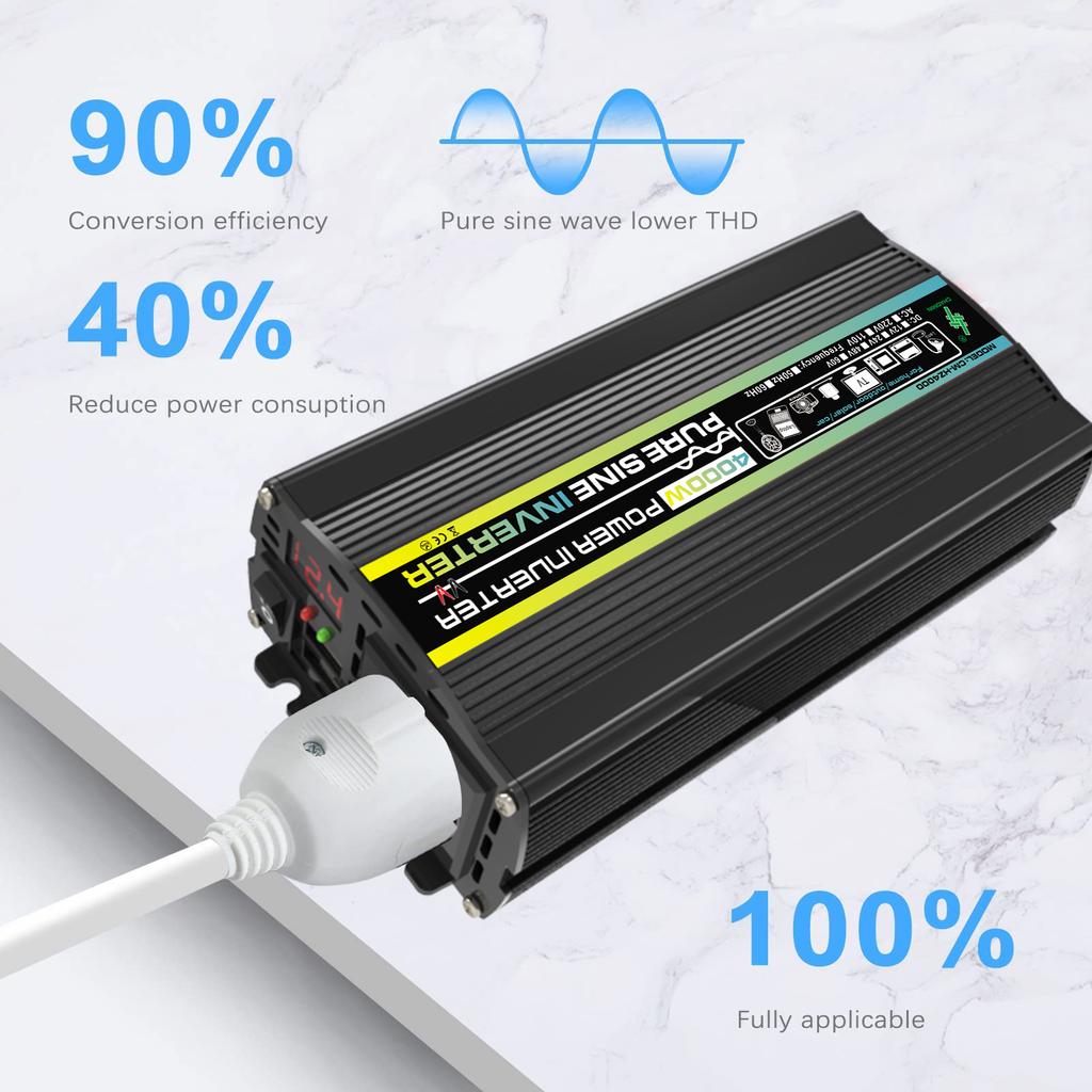 4000W Dual USB Solar Power Inverter 12V To 220V Car Power Inverter Charger Converter Adapter Modified Sine Wave Transformer Kit