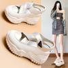 Sommer neue atmungsaktive Sportsandalen mit Aussparungen, Damen Dad Shoes, Plateau-Sohle, lässige dicke Sohle, höhenverstellende weiße Sneaker