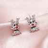 Cute Deer Elk Stud Earrings Female, Painted Oil Christmas Sweet Jewelry TikTok Earrings