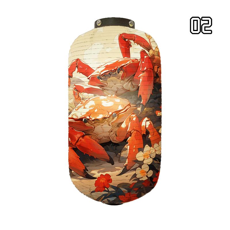 Japanese Style Paper Lantern Beautiful Crab Shrimp Printed Lanterns Sushi Hotpot Izakaya Restaurant Bar Advertising Lantern