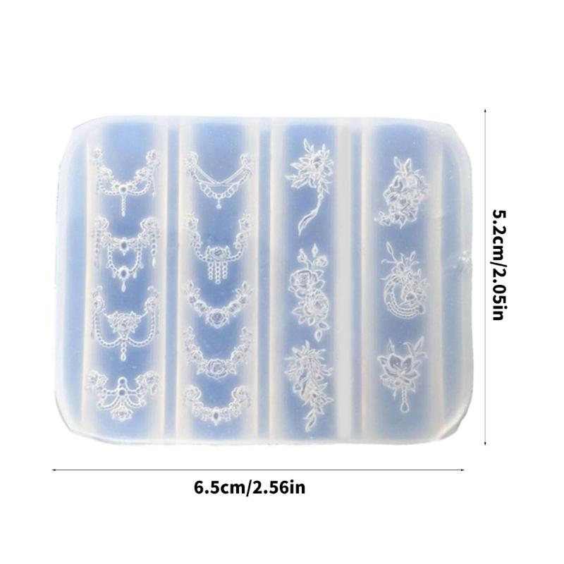 Small Art Accessories Molds Flower Chain Shape Nail Designing Moulds Nail Embellishment Molds for Delicate Manicure
